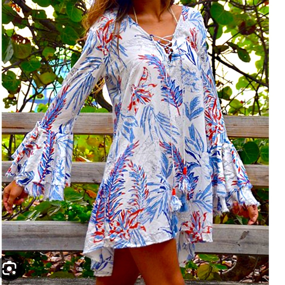 Z&L Palm Bell Sleeve dress / Coverup